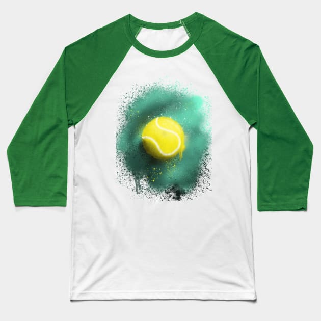 Graffiti Styled Spray Paint Tennis Ball Baseball T-Shirt by Roommates